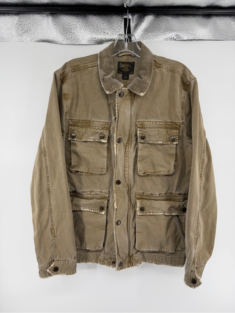 Lucky Brand Utility Grunge Workwear StreetwearKhaki Distressed Field Jacket SzM